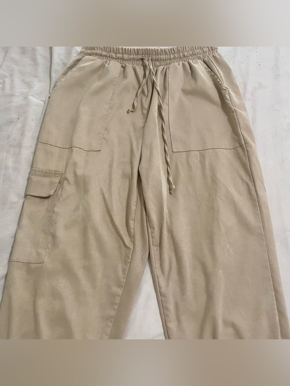 New Look Beige Cargo Drawstring Trousers